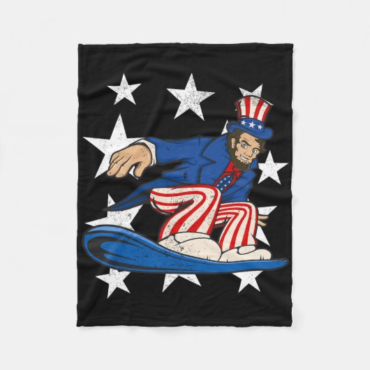 Abraham Lincoln Snowboarden Grappig 4th of July Sn Fleece Deken (Voorkant)