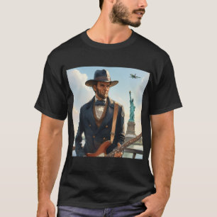 Abraham Lincoln speelt elektrische basgitaar bij S T-shirt