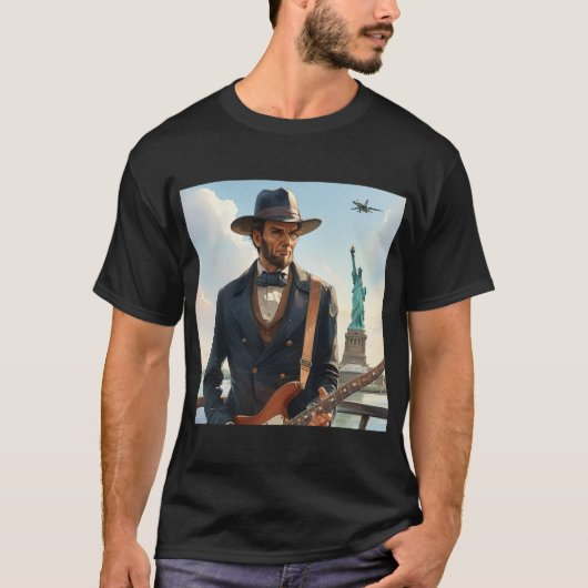 Abraham Lincoln speelt elektrische basgitaar bij S T-shirt (Voorkant)
