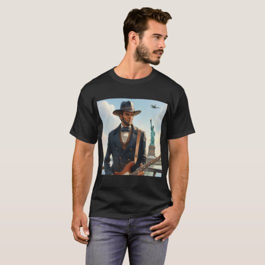 Abraham Lincoln speelt elektrische basgitaar bij S T-shirt (Voorkant volledig)