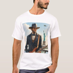 Abraham Lincoln speelt elektrische basgitaar bij S T-shirt