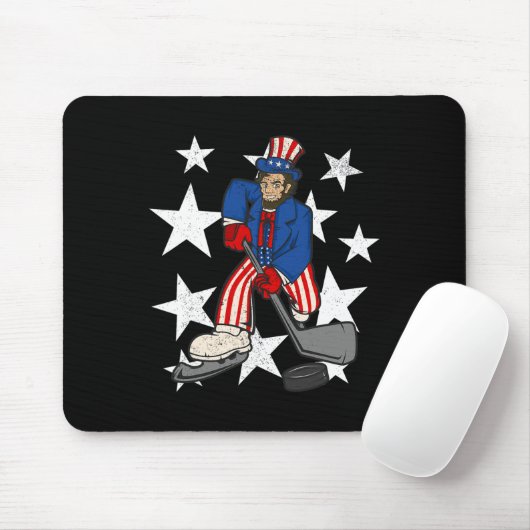 Abraham Lincoln Spelen Hockey Fun 4th of July Hoc Muismat (Met muis)
