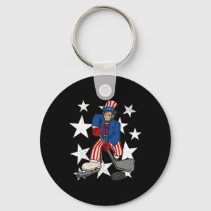 Abraham Lincoln Spelen Hockey Fun 4th of July Hoc Sleutelhanger