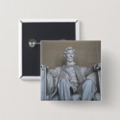 Abraham Lincoln standbeeld Vierkante Button 5,1 Cm (Voorkant /achterkant)