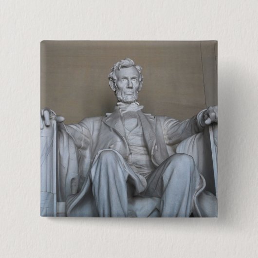 Abraham Lincoln standbeeld Vierkante Button 5,1 Cm (Voorkant)