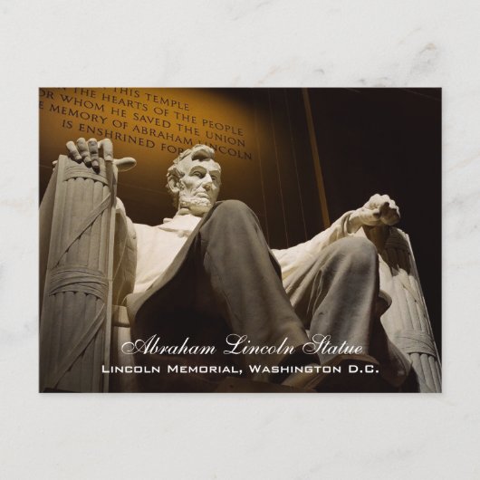 Abraham Lincoln Statue Facts, Washington DC Briefkaart (Voorkant)
