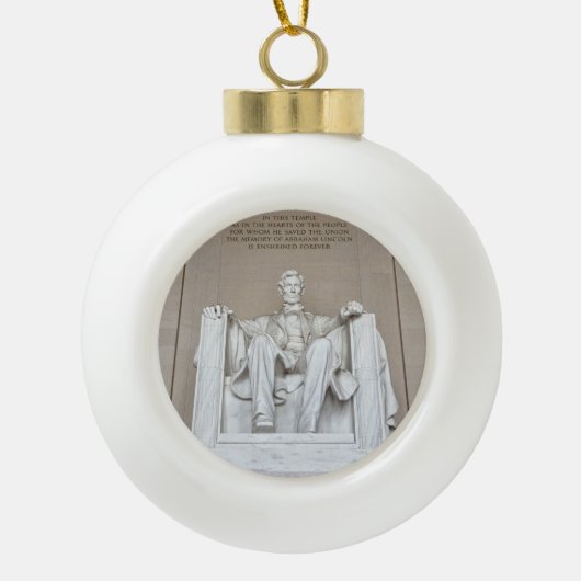 Abraham Lincoln Statue Keramische Bal Ornament (Voorkant)