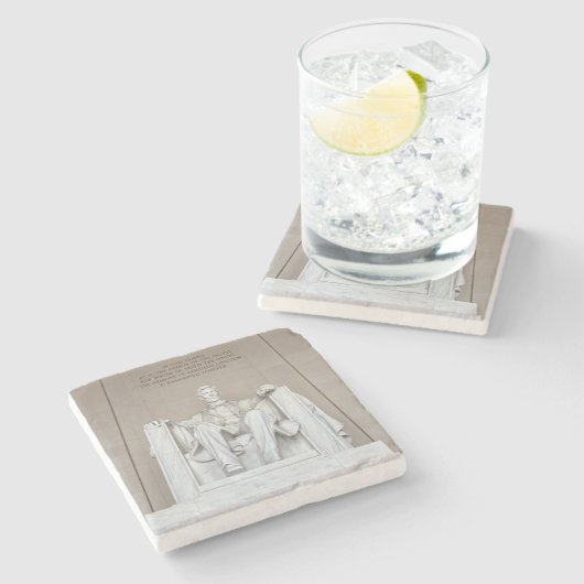 Abraham Lincoln Statue Stenen Onderzetter (Zijkant)