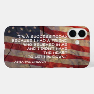 Abraham Lincoln Success Quote Rustic Flag Sjabloon iPhone 16 Plus Hoesje