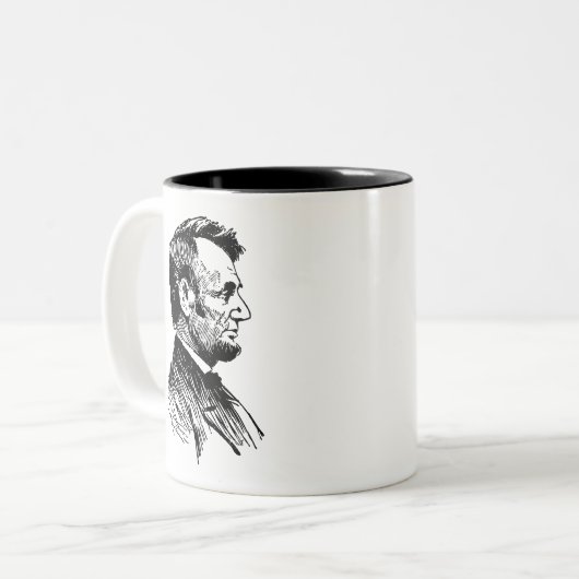 Abraham Lincoln Tweekleurige Koffiemok (Voorkant links)