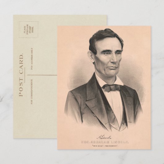 Abraham Lincoln Verkozen President 1860 Lithograaf Briefkaart (Voorkant / Achterkant)