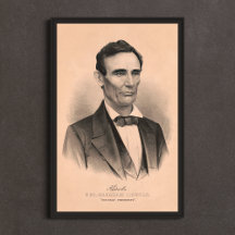 Abraham Lincoln Verkozen President 1860 Lithograaf