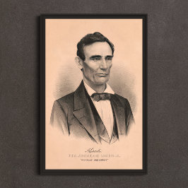 Abraham Lincoln Verkozen President 1860 Lithograaf Poster