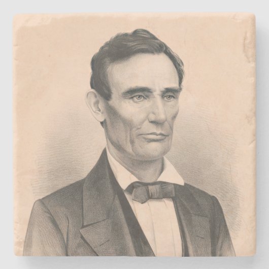 Abraham Lincoln Verkozen President 1860 Lithograaf Stenen Onderzetter (Voorkant)