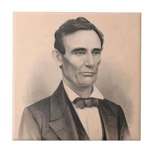 Abraham Lincoln Verkozen President 1860 Lithograaf Tegeltje (Voorkant)