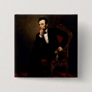 Abraham Lincoln Vierkante Button 5,1 Cm