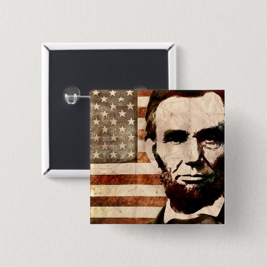 Abraham Lincoln Vierkante Button 5,1 Cm (Voorkant /achterkant)
