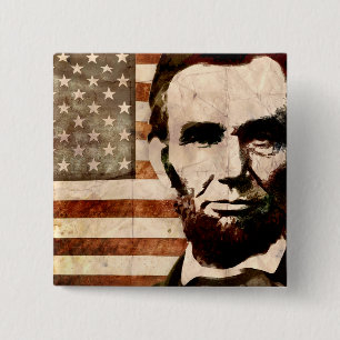Abraham Lincoln Vierkante Button 5,1 Cm
