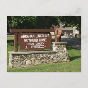 Abraham Lincoln's Boyhood Home Sign, Knob Hill, KY Briefkaart