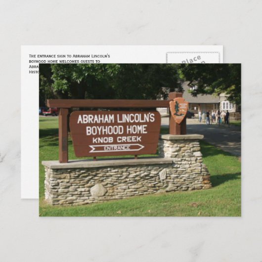 Abraham Lincoln's Boyhood Home Sign, Knob Hill, KY Briefkaart (Voorkant / Achterkant)