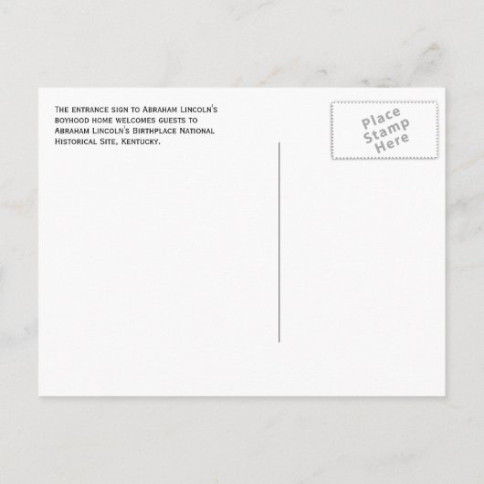 Abraham Lincoln's Boyhood Home Sign, Knob Hill, KY Briefkaart (Achterkant)