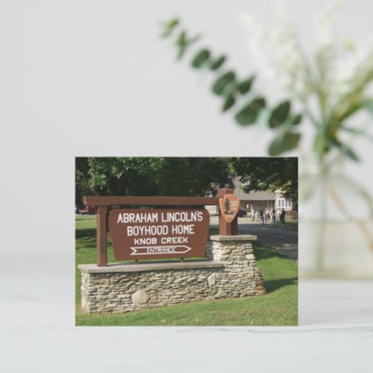 Abraham Lincoln's Boyhood Home Sign, Knob Hill, KY Briefkaart (Staand voorkant)