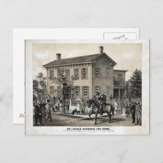 Abraham Lincoln's thuis Briefkaart (Voorkant / Achterkant)