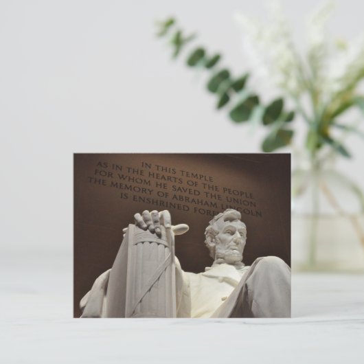 Abraham Linoln-standbeeld, inscriptie, National Ma Briefkaart (Staand voorkant)