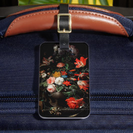 Abraham Mignon The Overdraaid Bouquet. Floral Bagagelabel