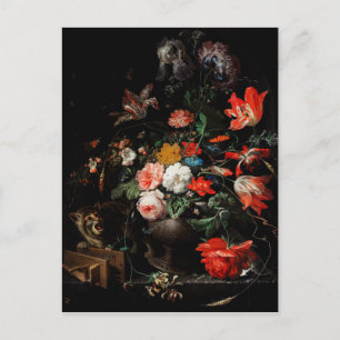 Abraham Mignon The Overdraaid Bouquet. Floral Briefkaart