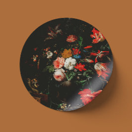 Abraham Mignon The Overdraaid Bouquet. Floral Ronde Sticker
