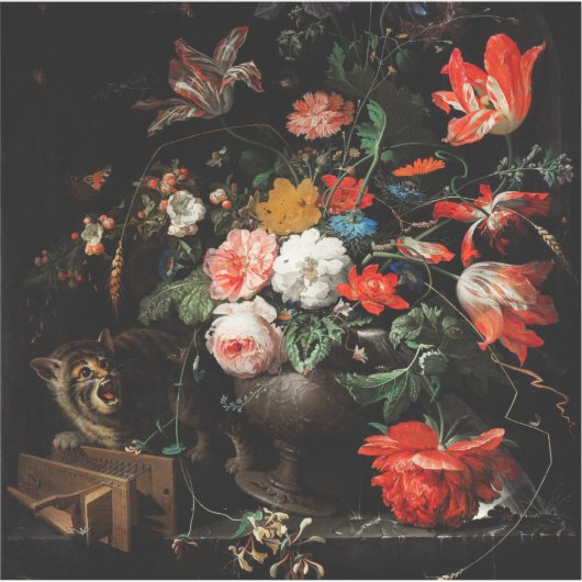 Abraham Mignon The Overdraaid Bouquet. Floral Sticker (Voorkant)
