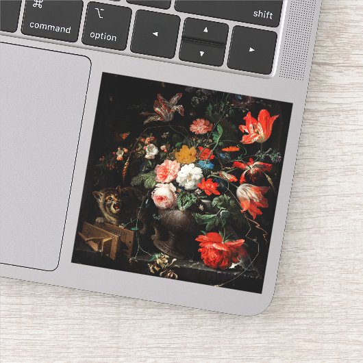 Abraham Mignon The Overdraaid Bouquet. Floral Sticker (Detail)