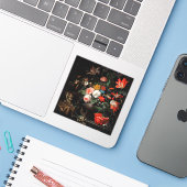 Abraham Mignon The Overdraaid Bouquet. Floral Sticker (Laptop met iPhone)