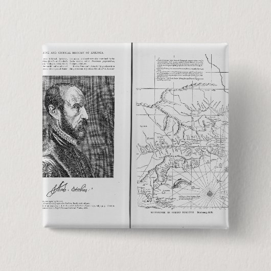 Abraham Ortel Oretelius Vierkante Button 5,1 Cm (Voorkant)