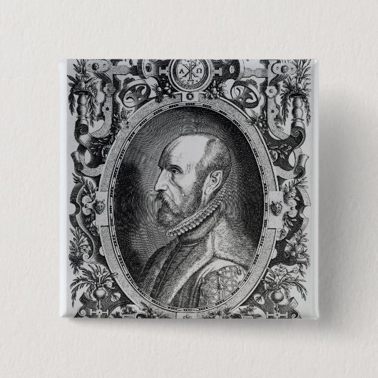 Abraham Ortelius Vierkante Button 5,1 Cm (Voorkant)