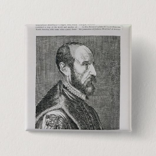 Abraham Ortelius Vierkante Button 5,1 Cm (Voorkant)