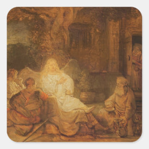 Abraham Receives the Three Angels, 1646 (olie op p Vierkante Sticker