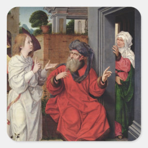 Abraham, Sara en an Angel, c.1520 Vierkante Sticker