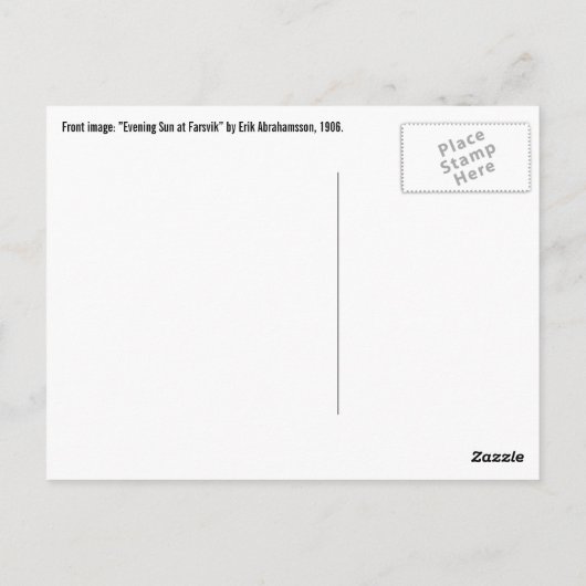 Abrahamsson's "Evening Sun"-briefkaart Briefkaart (Achterkant)