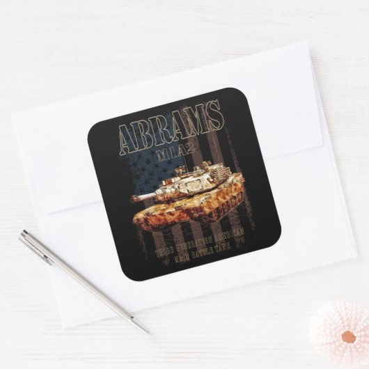 Abrams M1A2 MBT Verenigde Staten Main Battle Tank Vierkante Sticker (Envelop)