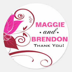 Abraxas Abstract Bloemen Dank u fuschia oxblood Ronde Sticker