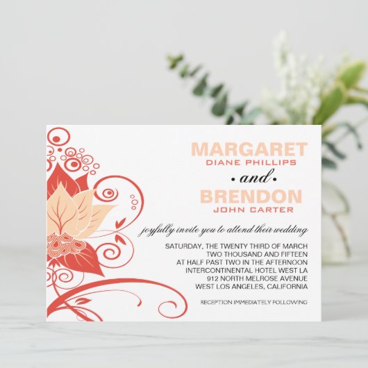 Abraxas Abstract Floral | perzikkoraal Kaart (Staand voorkant)