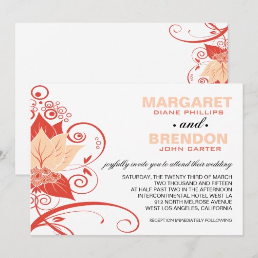 Abraxas Abstract Floral | perzikkoraal Kaart (Voorkant / Achterkant)