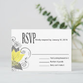 Abraxas Abstract Floral RSVP | gele houtskool Kaartje (Staand voorkant)