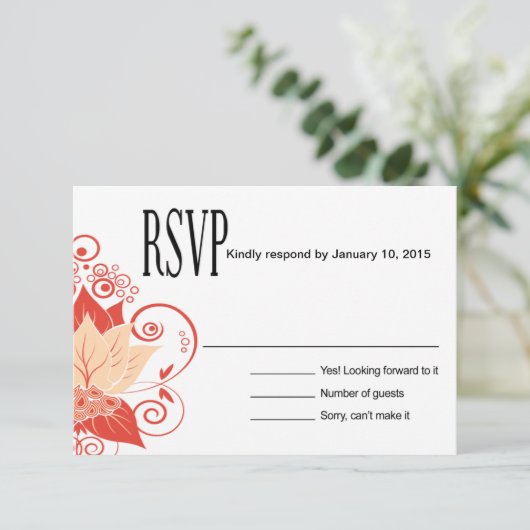 Abraxas Abstract Floral RSVP | perzikkoraal (Staand voorkant)