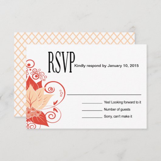 Abraxas Abstract Floral RSVP | perzikkoraal (Voorkant / Achterkant)