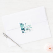 Abraxas Abstracte Bloemengunst | Aqua blauwgroen Vierkante Sticker (Envelop)