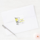 Abraxas Abstracte Bloemengunst | gele houtskool Vierkante Sticker (Envelop)