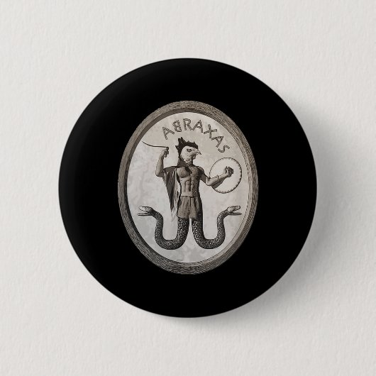 Abraxas Esoteric Gnostic Symbool Occulte heidense Ronde Button 5,7 Cm (Voorkant)